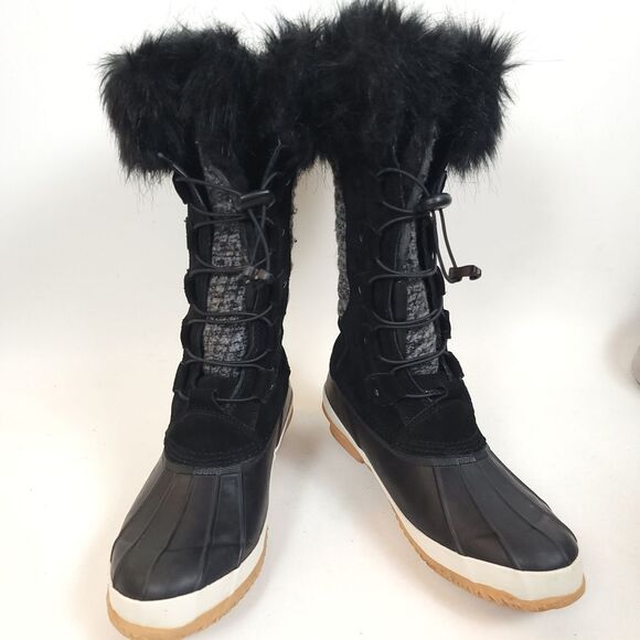 Bearpaw Rory Faux Fur Waterproof duck Boots shoes black mid calf Size 6 - Picture 1 of 11